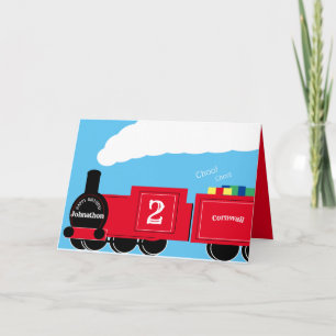 Carte Train de 2e anniversaire personnalisé