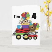 Carte Train de la Jungle 4ème Anniversaire Tshirts et ca (Fleur jaune)