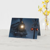 Carte Train de neige vintage d'anniversaire (Fleur jaune)