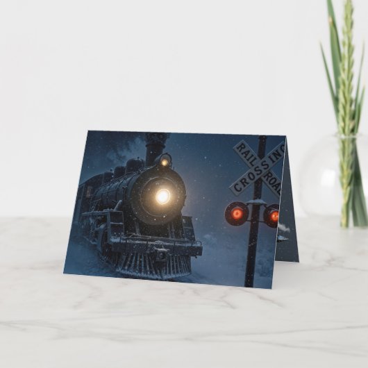 Carte Train de neige vintage d'anniversaire (Devant)