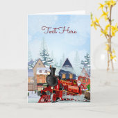 Carte Train de Noël (Fleur jaune)