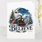 Carte Train de Noël Croire (Fleur jaune)