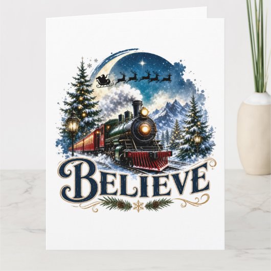 Carte Train de Noël Croire (Devant)