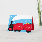 Carte Train de Noël personnalisé pour garçon dans la nei (Devant)