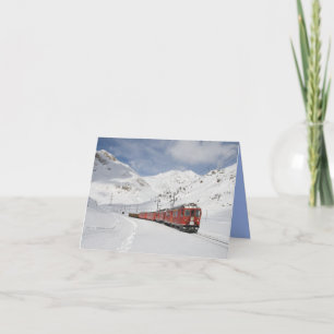 Carte Train Locomotive Winter Mountains Photo Note