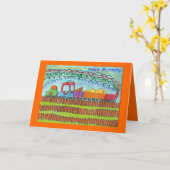 Carte Train pour un joyeux anniversaire (Fleur jaune)