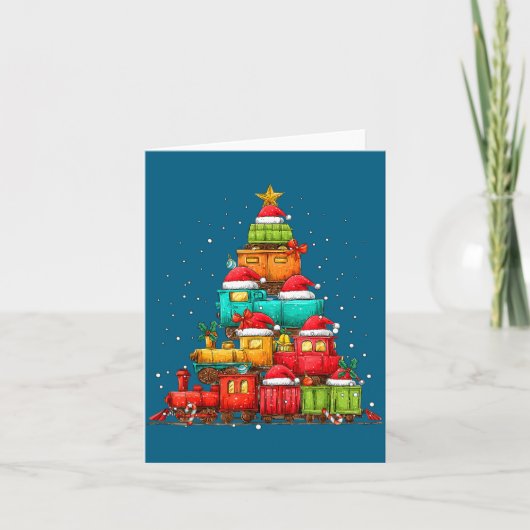 Carte Train Railroad Locomotive Christmas Tree Xmas Hat (Devant)