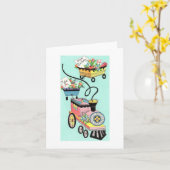 Carte Train vintage des Voeux Anniversaire (Fleur jaune)