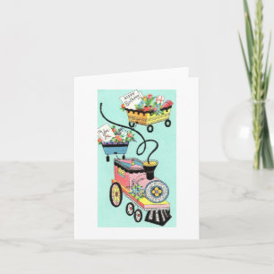 Carte Train vintage des Voeux Anniversaire