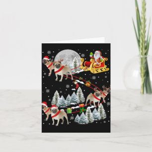 Carte Traîneau de Noël Pug Xmas Traîneau de Noël Chien S