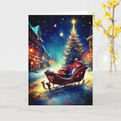 Carte Traîneau du Père Noël (Fleur jaune)