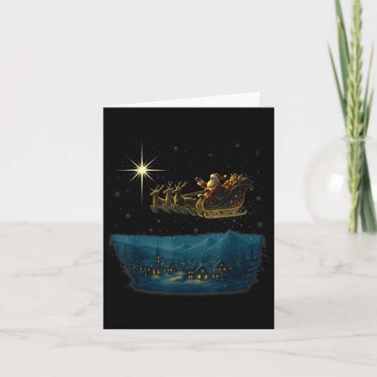 Carte Traîneau du Père Noël avec et étoiles (Devant)