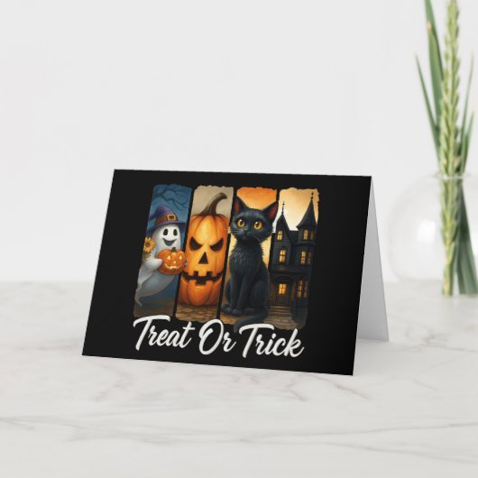 Carte "Traiter ou coller" Halloween Brush Stroke Salutat (Devant)