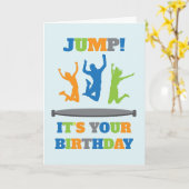 Carte Trampoline fête d'anniversaire (Fleur jaune)