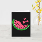 Carte Tranche de pastèque mignonne mordue avec des coeur (Fleur jaune)