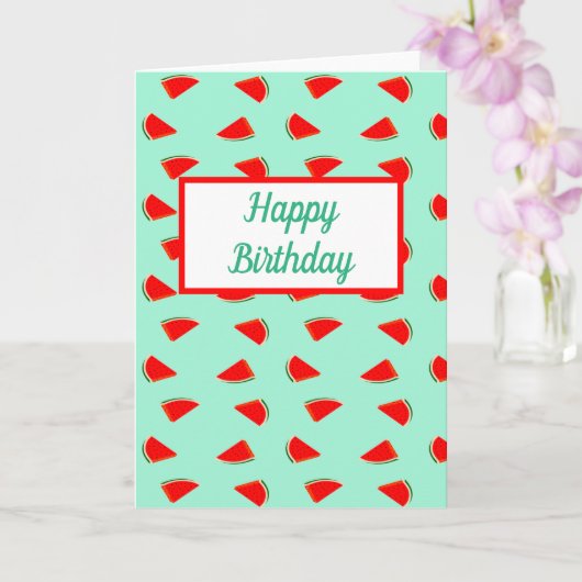 Carte Tranches de pastèque d'anniversaire motif vert (Orchidée)