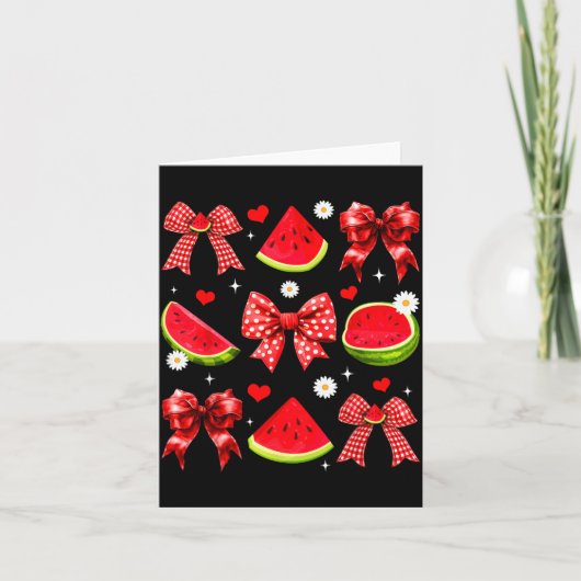 Carte Tranches de pastèque mignonnes Nœuds Vacances d'ét (Devant)
