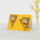 Carte Tranches de pizza aux champignons heureux (Fleur jaune)