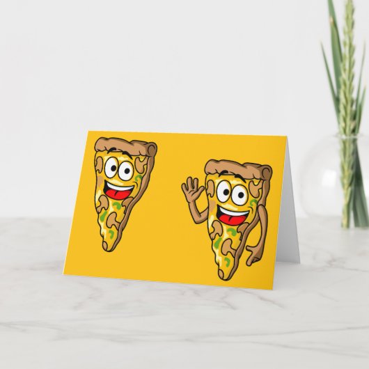 Carte Tranches de pizza aux champignons heureux (Devant)