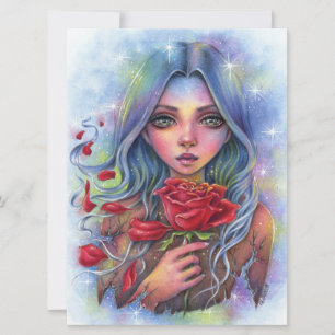 Carte Transience Rose Stars Fairy Imaginaire Femme Art C