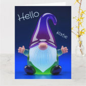 Carte Translucent Glass Gnome Figurine with Custom Name (Fleur jaune)