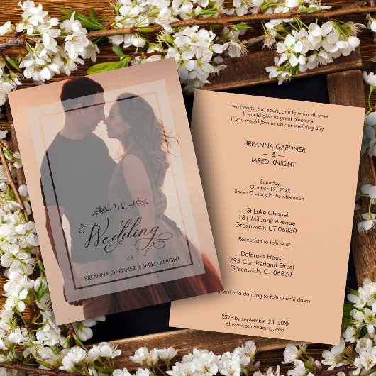 Carte Transparence Branches de luxe Mariage Script photo