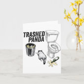 Carte Trashed Panda, Funny Drunk Raccoon, Trash Panda Hu (Fleur jaune)
