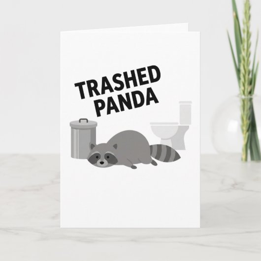 Carte Trashed Panda Funny Drunk Racoon (Devant)