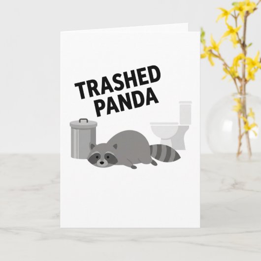 Carte Trashed Panda Funny Drunk Racoon (Fleur jaune)