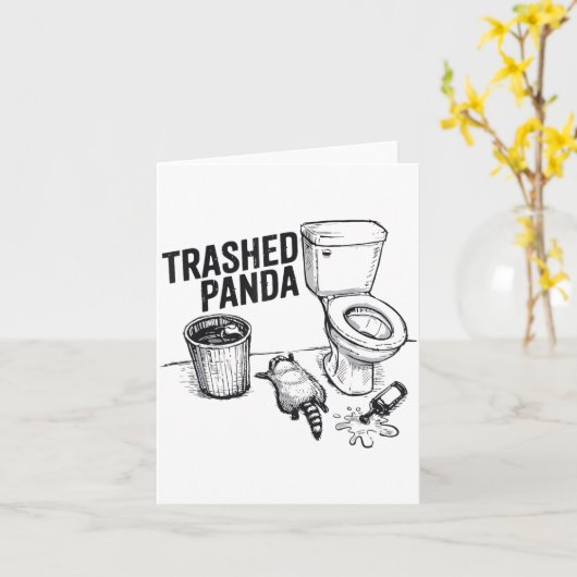 Carte Trashed Panda Funny Drunk Racoon  (Fleur jaune)