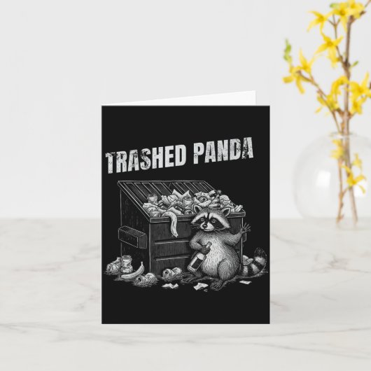 Carte Trashed Panda Funny Drunk Racoon Cool Animals Grap (Fleur jaune)