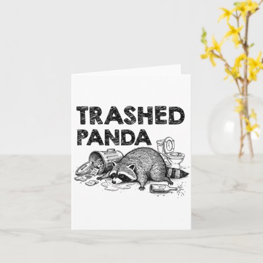 Carte Trashed Panda Funny Drunk Racoon Gets Drunk Meme F (Fleur jaune)