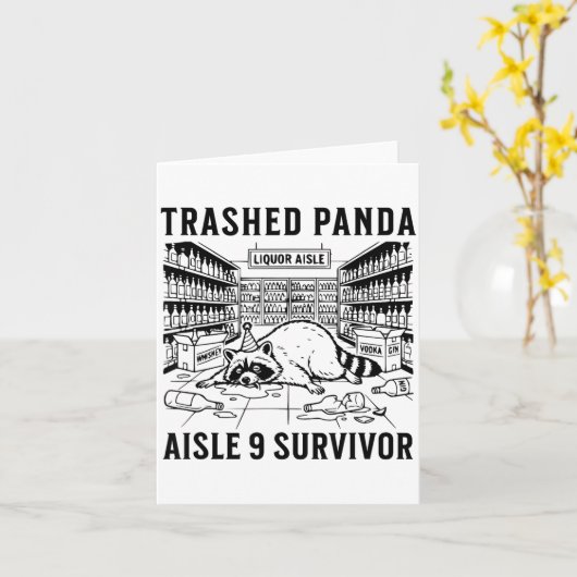 Carte Trashed Panda Liquore Funny Hangover Crazy Drunk R (Fleur jaune)
