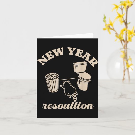 Carte Trashed Panda New Year Resolution Funny Drunk Racc (Fleur jaune)