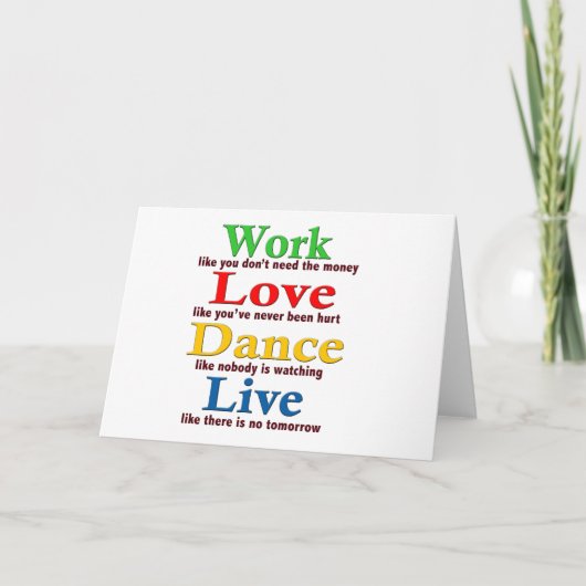 Carte Travail, Danse Amoureuse, Vie (Devant)