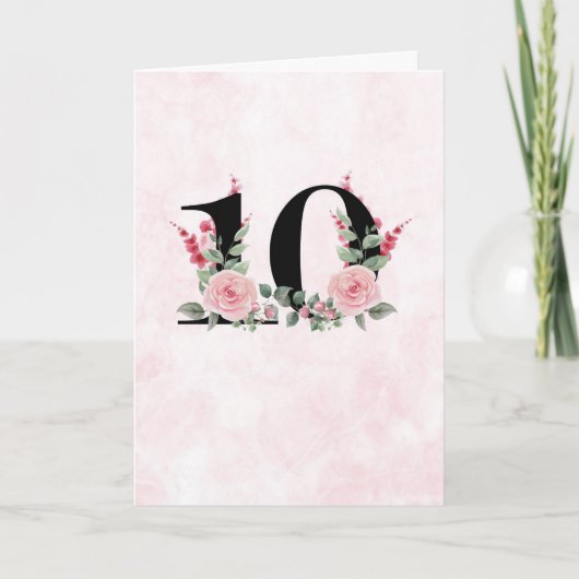 Carte Travail floral 10 - Anniversaire (Devant)