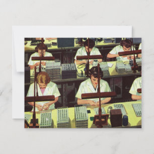 Carte Travail vintage, Travailleurs de ligne de montage