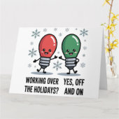 Carte Travailler pendant les fêtes Noël drôle plaisanter (Fleur jaune)