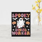 Carte Travailleur social éffrayant Halloween meilleurs t (Fleur jaune)