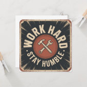 Carte Travaillez dur, restez humble (Devant/Arrière en situation)