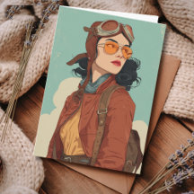 Travel Birthday Vintage Retro Aviator Girl
