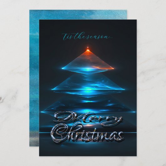 Carte Tree Bleu Modern Fun Christmas (Devant / Derrière)