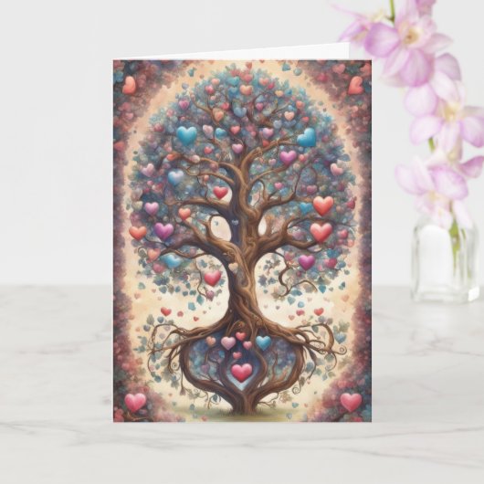 Carte Tree of Life Pastel Hearts Valentine's Day (Orchidée)