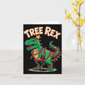 Carte Tree Rex Christmas Costume T-rex Dinosaur Xmas Lig (Fleur jaune)