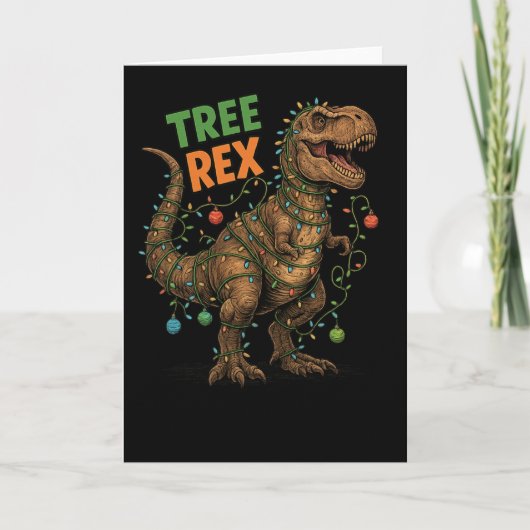 Carte "tree Rex" Dinosaur Humour de Noël Tee (Devant)