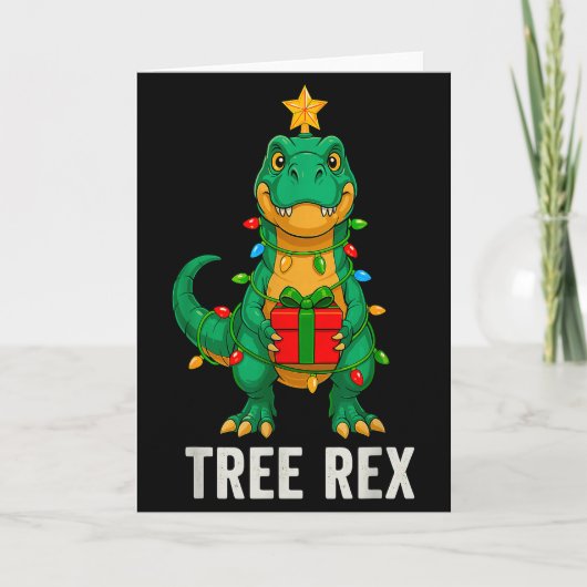 Carte Tree Rex Drôle Dinosaure Noël (Devant)