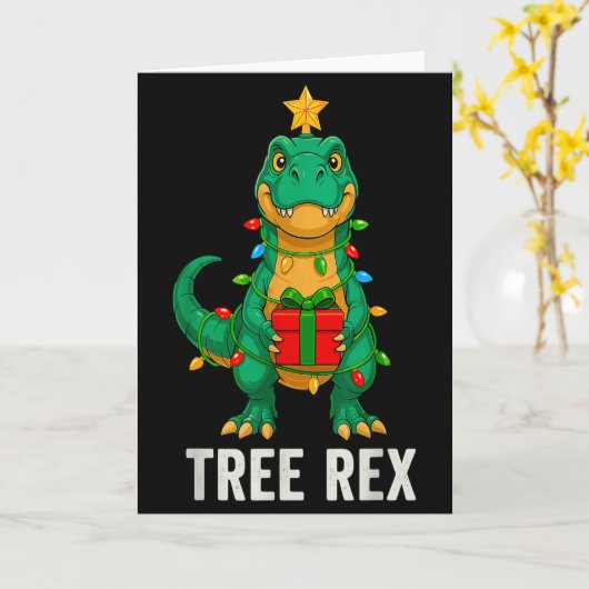 Carte Tree Rex Funny Dinosaur Christmas (Fleur jaune)