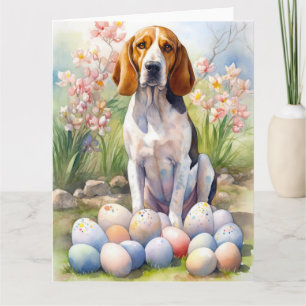 Carte Treeing Walker Coonhound avec œufs de Pâques de va