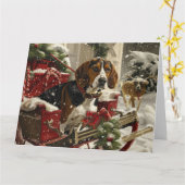 Carte Treeing Walker Coonhound Dog Christmas Festive (Fleur jaune)