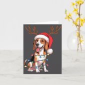 Carte Treeing Walker Coonhound Dog Christmas Lights Sant (Fleur jaune)